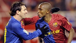 Auch im Jubel Zeit für Gefühle: Barcelonas Lionel Messi und Samuel Eto'o
