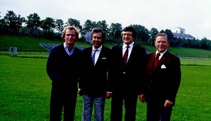 Die Führungsriege des FC Bayern im Jahr 1980: Hoeneß, Scherer, Hoffmann und Pfab