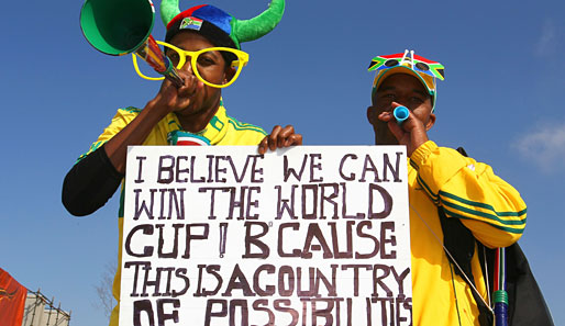 Diese Anhänger der Bafana Bafana sind besonders zuversichtlich und glauben an den Spirit in ihrem Land