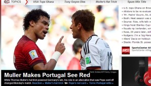 Sogar bei "ESPN" hat's das DFB-Team prominent auf die Homepage geschafft: Auch hier ist der Kleinkrieg zwischen Pepe und Müller das Thema