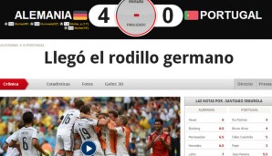 Die portugiesischen Nachbarn aus Spanien hingegen wirken ehrfürchtig: "Die deutsche Walze kommt", schreibt die "Marca"