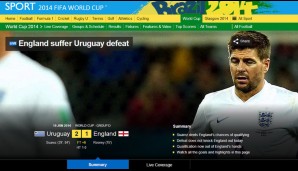 "BBC" lässt das Bild sprechen. Steven Gerrard ist vielleicht das Gesicht der Pleite gegen Uruguay