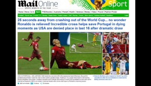 Ronaldos Flanke sichert ein dramatisches Remis, als Portugal bereits im Sterben liegt. Die "Daily Mail" mag's pathetisch...