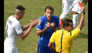 ...hatte Claudio Marchisio ganz andere Probleme. Sein Foul gegen Arevalo Rios wurde mit der Roten Karte geahndet