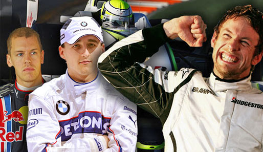 Drei Hauptdarsteller des Australien-GP: Jenson Button, Robert Kubica und Sebastian Vettel (v.r.)