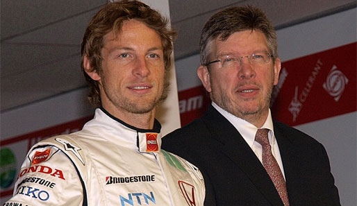Ross Brawn (r.) und Jenson Button sind für Lauda die WM-Favoriten