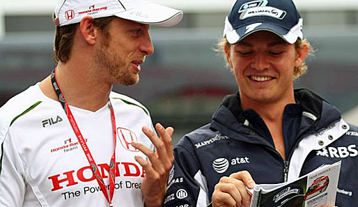 Ab 2010 Teamkollegen? Nico Rosberg (r.) und Jenson Button (hier in Hockenheim 2008)