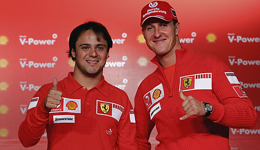 Felipe Massa (l.) und Michael Schumacher bildeten in der Saison 2006 das Fahrer-Duo bei Ferrari