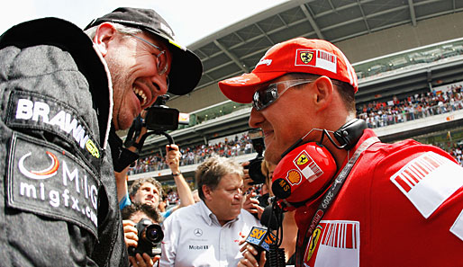 Ross Brawn (l.) und Michael Schumacher arbeiteten über viele Jahre bei Ferrari zusammen