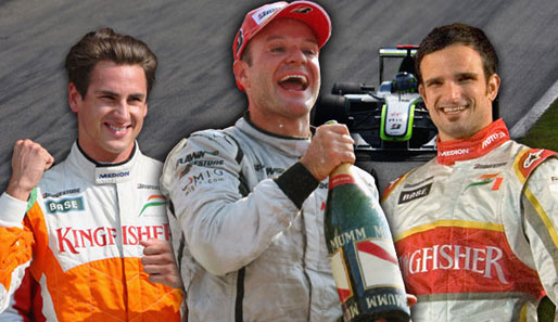 Drei Sieger des Italien-GP: Adrian Sutil, Rubens Barrichello und Vitantonio Liuzzi (v.l.)