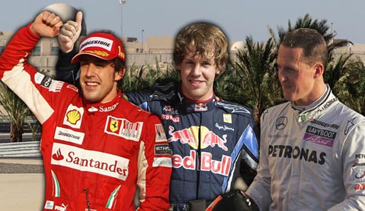 Sebastian Vettel gewinnt das erste Driver-Ranking der Saison vor Fernando Alonso (l.)