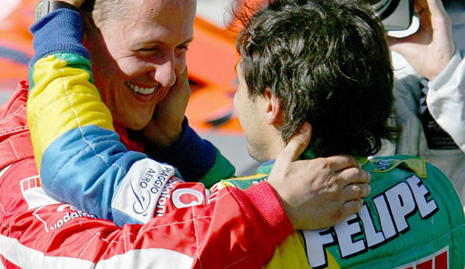 Michael Schumacher und Felipe Massa nach dem Brasilien-GP 2006