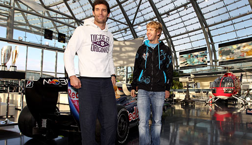 Sebastian Vettel (r.) und Mark Webber sind direkt von Abu Dhabi nach Salzburg gekommen