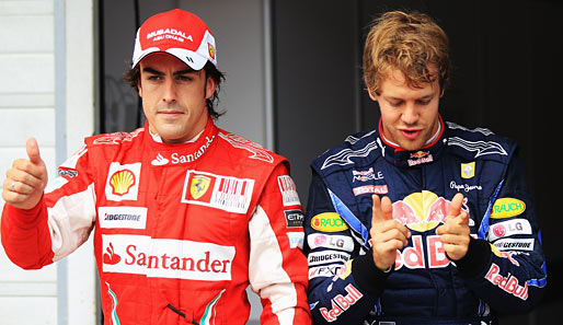 Möglicherweise bald Teamkollegen: Ferrari-Pilot Fernando Alonso (l.) und Sebastian Vettel
