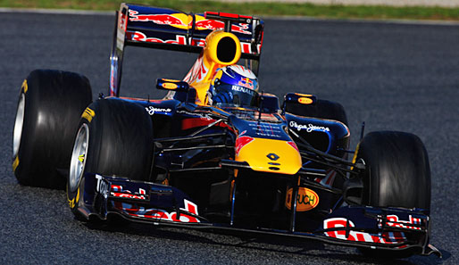 Red-Bull-Pilot Sebastian Vettel fuhr am ersten Tag in Barcelona klare Bestzeit