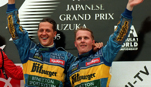 Fuhren 1995 gemeinsam für Benetton: Johnny Herbert (r.) und Michael Schumacher