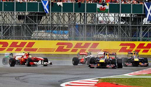Sebastian Vettel übernahm nach dem Start des Großbritannien-GP die Führung