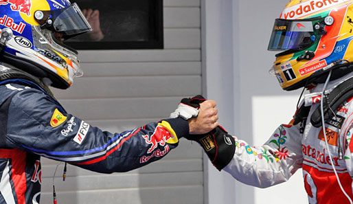 Sebastian Vettel (l.) fuhr im Qualifying auf dem Hungaroring auf die Pole-Position