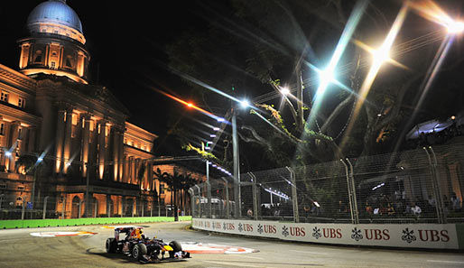 Sebastian Vettel wurde 2010 im Nachtrennen von Singapur Zweiter