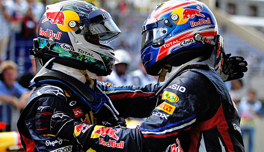 Sebastian Vettel (l.) wurde beim Brasilien-GP Zweiter hinter seinem Teamkollegen Mark Webber