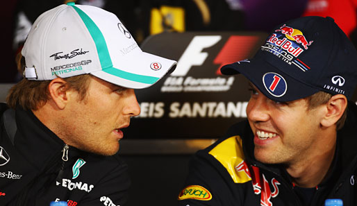 Nico Rosberg (l.) und Sebastian Vettel drehten heute in Jerez wichtige Testrunden