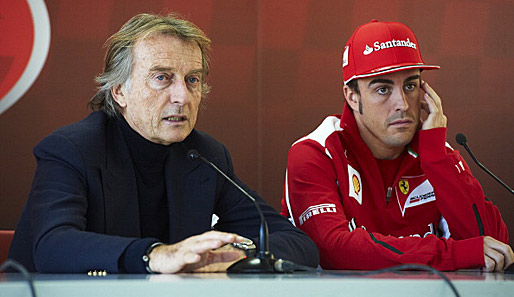 Ferrari-Boss Luca di Montezemolo (l.) mit Vize-Weltmeister Fernando Alonso (r.)