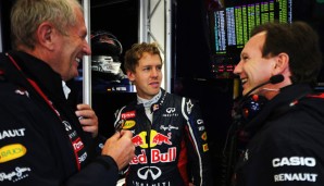 Kriegsrat bei Red Bull: Weltmeister Vettel, Motorsportchef Marko und Teamchef Horner sind besorgt