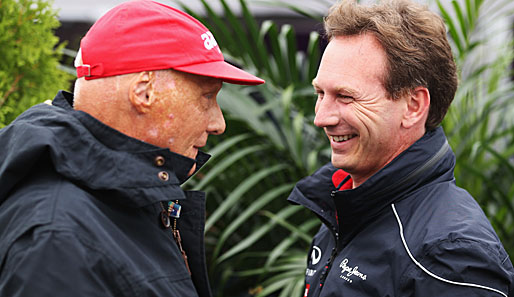 Niki Lauda und Red-Bull-Racing-Direktor Christian Horner (r.) verstehen sich gut
