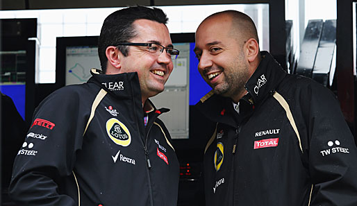 Lotus-Teamchef Eric Boullier (l.) im Gespräch mit Teambesitzer Gerard Lopez