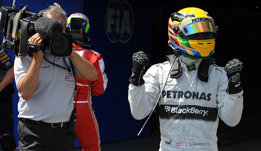 Lewis Hamilton konnte im Gegensatz zu Teamkollege Nico Rosberg nach der Quali jubeln