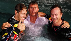 David Coulthard landete nach Sebastian Vettels Sieg in Monaco mit ihm im Pool