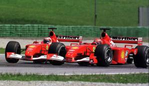 Ferrari-Teamorder, 2001: "Let Michael pass for the championship" - der vielleicht berühmteste Satz der F1-Geschichte, ausgesprochen vom Ferrari-Teamchef Jean Todt. Rubens Barichello lässt Schumacher vorbei und schenkt ihm so den zweiten Platz.