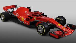 Sebastian Vettels neues Baby! Ferrari stellt sein Auto für 2018 vor und geht dieses Jahr farblich voll auf Rot. Auch der Halo-Bügel, der ein zusätzliches Aero-Element an seiner Oberseite besitzt, ist entsprechend lackiert.
