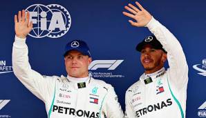 Valtteri Bottas und Lewis Hamilton fahren beide für Mercedes.