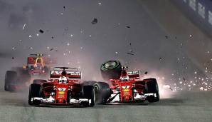 Letztes Jahr schossen sich Vettel, Räikkönen und Verstappen beim Start gegenseitig aus dem Rennen.