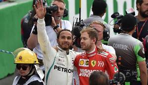 Sebastian Vettel gratulierte nach Rennende Lewis Hamilton zum Titelgewinn.
