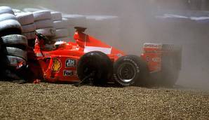 Michael Schumacher brach sich beim Großbritannien-GP 1999 das rechte Bein.