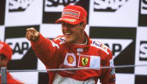 GP der USA: Beim drittletzten Rennen des Jahres siegte Schumacher vor Teamkollege Barrichello. Wichtig für die WM-Wertung: Rivale Häkkinen fiel mit Motorschaden aus. Daher zog Schumacher am Finnen vorbei und führte mit zwei Punkten Vorsprung.