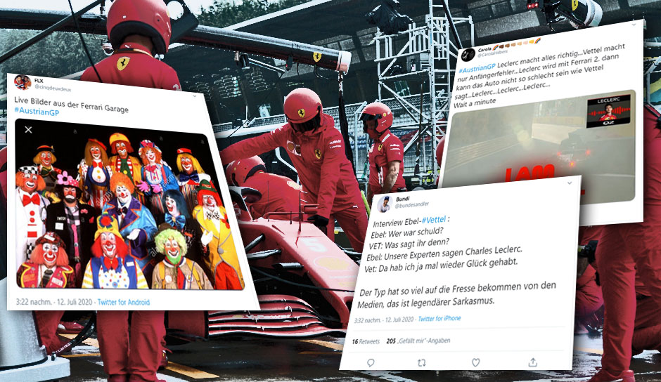 Beim zweiten GP der Saison fährt Charles Leclerc Sebastian Vettel in die Karre. Die Konsequenz: Beide Ferrari sind raus! Das Netz reagiert, wie das Netz nun mal reagiert: mit einer Mischung aus Härte und Häme.