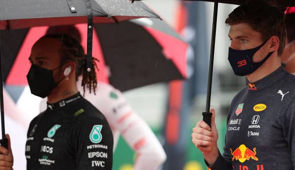 Max Verstappen und Lewis Hamilton bei der Fahrerparade beim Ungarn-GP.