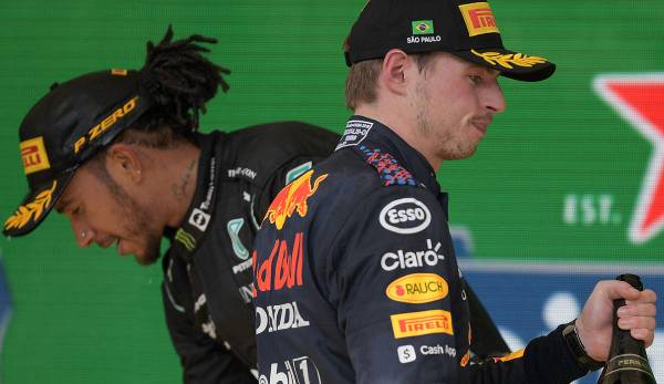 Waren sich in Sao Paulo auf der Strecke nähergekommen als hier: Lewis Hamilton (l.) und Max Verstappen.