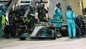 Die Mercedes-Crew beim Boxenstopp am vergangenen Wochenende in Bahrain.