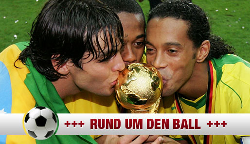 Gewannen 2002 gemeinsam die Weltmeisterschaft: Kaka, Robinho und Ronaldinho (v.l.n.r.)