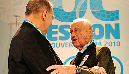 Joao Havelange (r.) im Gespräch mit IOC-Präsident Jacques Rogge