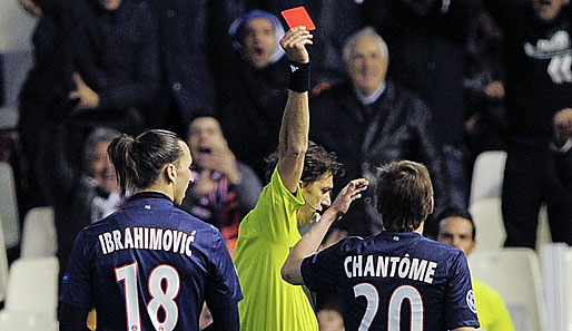 Im Achtelfinale gegen Valencia sah Ibrahimovic die Rote Karte und wurde für zwei Spiele gesperrt