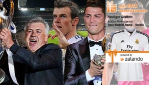 Gesichter von Real Madrid 2014: Carlo Ancelotti, Gareth Bale, Cristiano Ronaldo und Toni Kroos (v.l.)