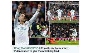 THE SUN: "Ronaldos Doppelpack rettet Zidanes Mannen", urteilt die größte englische Zeitung.