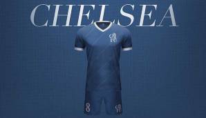 Der FC Chelsea bekommt ein ähnliches Design. Altes Logo modifiziert, Nadelstreifen - diesmal diagonal.