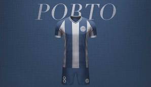 Dicke blau-weiße Streifen sind beim FC Porto Pflicht. Das Logo entstammt der Zeit von 1910 bis 1923.