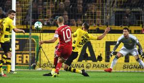 Platz 4: Borussia Dortmund - FC Bayern München 1:3, 11. Spieltag, xG-Wert-Differenz: 1,10. Robben, Lewandowski und Alaba bewiesen an diesem Tag die Abschlussqualitäten der Bayern. Dortmund konnte nur durch einen späten Treffer von Bartra dagegen halten.